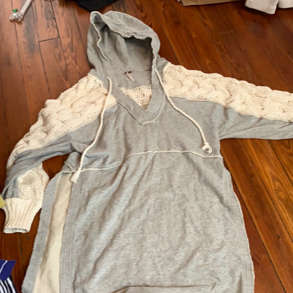Free People Super Long Tunic With Knit Arms. Nwot